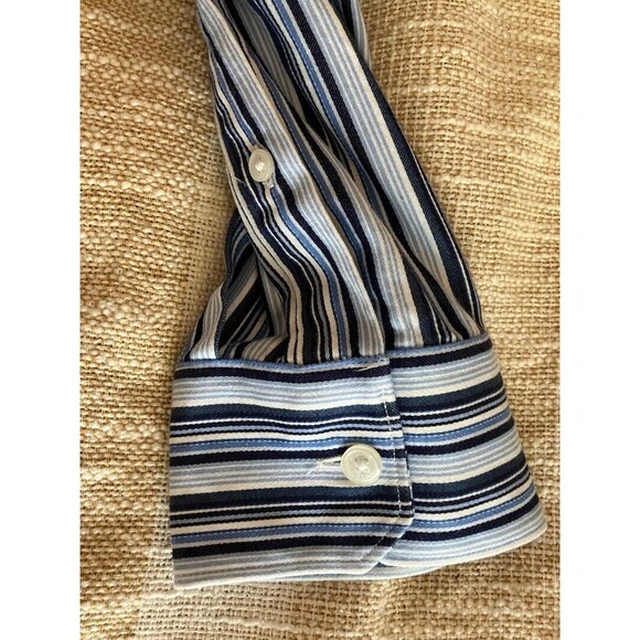 MICHAEL KORS Men's Long Sleeve Dress Shirt Size Large Blue & White Striped - Picture 6 of 9